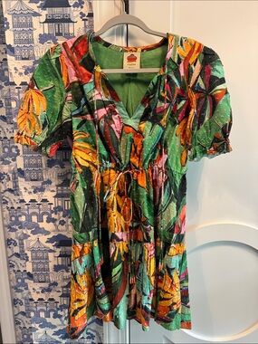 FARM Rio Green Multi Tropical Mini Dress